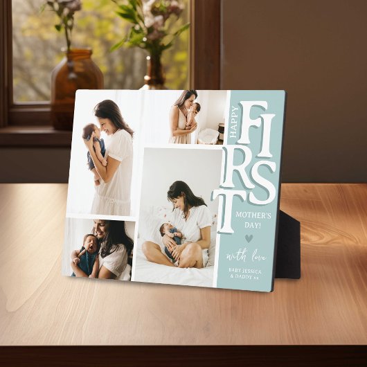Moderne Eerste Moederdag Fotocollage Aandenken Fotoplaat