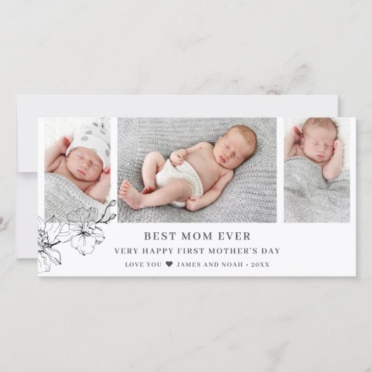 Moderne eerste Moederdag fotocollage Feestdagenkaart (Voorkant)