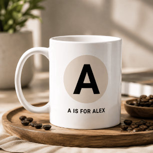 Moderne eerste mok – “A is voor [Naam]” ontwerp