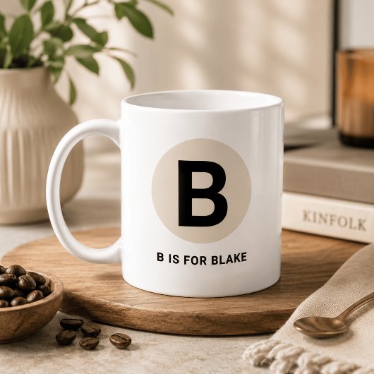 Moderne eerste mok – “B is voor [naam]” ontwerp