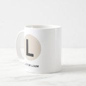 Moderne eerste mok – “L is voor [naam]” ontwerp (Voorkant links)