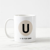Moderne eerste mok – “U is voor [naam]” ontwerp (Links)