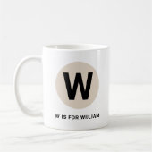 Moderne eerste mok – “W is voor [naam]” ontwerp (Links)