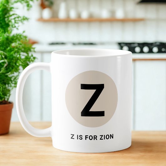 Moderne eerste mok – “Z is voor [Naam]” Design