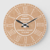 Moderne Eerste Papier Huwelijksverjaardag Romeinse Grote Klok (Voorkant)