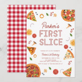 Moderne eerste plak pizza eerste verjaardag kaart (Voorkant / Achterkant)