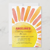 Moderne eerste reis rond de zon 1ste verjaardag kaart (Voorkant)