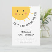 Moderne eerste reis rond de zon 1ste verjaardag kaart (Staand voorkant)