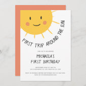 Moderne eerste reis rond de zon 1ste verjaardag kaart (Voorkant / Achterkant)