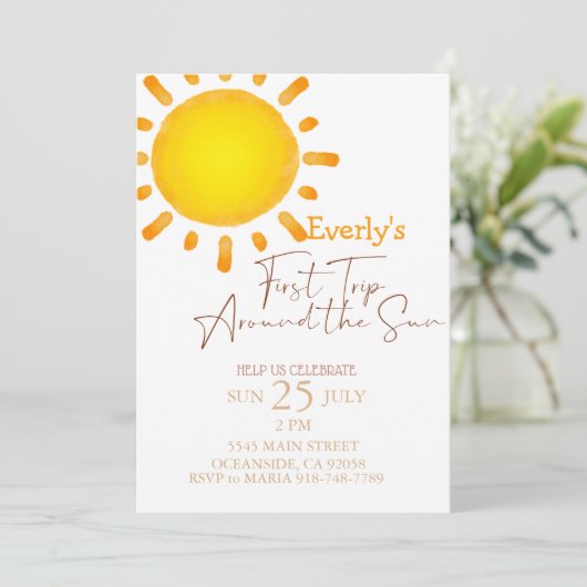 Moderne eerste reis rond de zon Verjaardag Kaart (Staand voorkant)