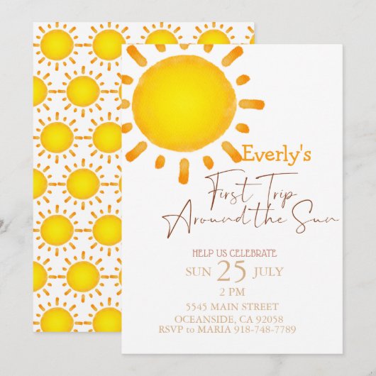 Moderne eerste reis rond de zon Verjaardag Kaart (Voorkant / Achterkant)
