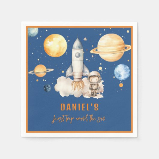 Moderne eerste reis rond de zon Verjaardag Servet (Voorkant)