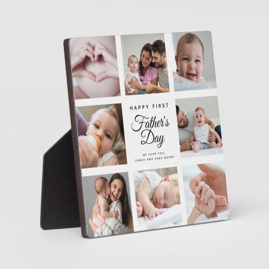 Moderne eerste Vaderdag Baby fotocollage Fotoplaat (Voorkant)
