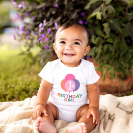 Moderne eerste verjaardag, babymeisje roze ballonn romper