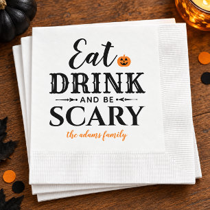 Moderne Eet, Drink en Wees eng Wit Halloween Servet
