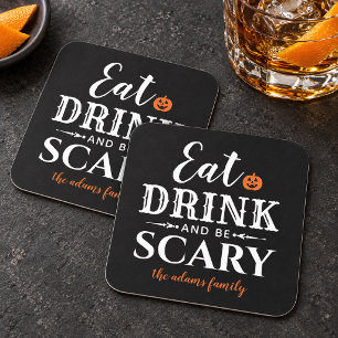 Moderne Eet, Drink en Wees eng Zwarten Halloween Kartonnen Onderzetters