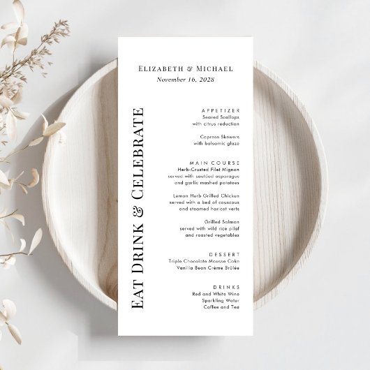 Moderne Eet Drink Vier Huwelijk Menu