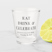 Moderne Eet Drink Vier Huwelijk Shot Glas (Voorkant)