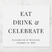 Moderne Eet Drink Vier Huwelijk Sparkling Wijnetiket (Enkel label)