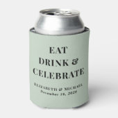 Moderne Eet Drink Vier Sage Groene Bruiloft Blikjeskoeler (Blikje Voorkant)