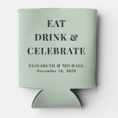 Moderne Eet Drink Vier Sage Groene Bruiloft Blikjeskoeler (Voorkant)