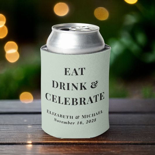 Moderne Eet Drink Vier Sage Groene Bruiloft Blikjeskoeler