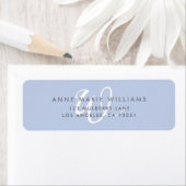 Moderne effen blauwe witte script monogram etiket (Insitu)