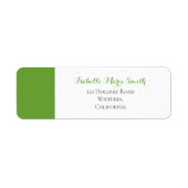 Moderne effen groene & witte trouw retouradres  etiket (Voorkant)