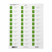 Moderne effen groene & witte trouw retouradres  etiket (Full Sheet)