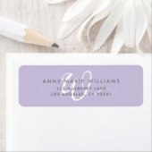 Moderne effen lavendel witte script monogram etiket (Insitu)