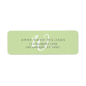 Moderne effen lichtgroene witte schrijfmonogram etiket (Voorkant)