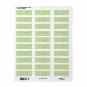 Moderne effen lichtgroene witte schrijfmonogram etiket (Full Sheet)