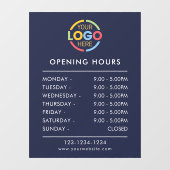 Moderne effen Navyblauw | Openingstijden zakelijk Raamsticker (Vel)