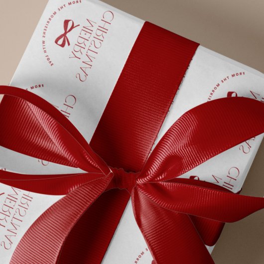 Moderne effen rode kerstcadeauverpakking satijnen lint