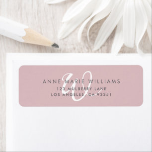 Moderne effen stoffige lila witte script monogram etiket