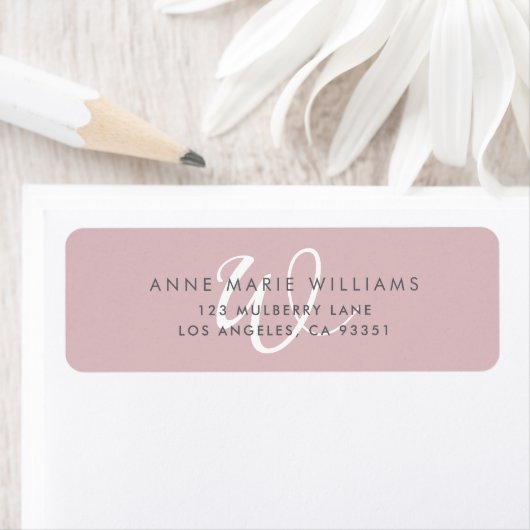 Moderne effen stoffige lila witte script monogram etiket (Insitu)