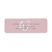 Moderne effen stoffige lila witte script monogram etiket (Voorkant)
