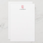 Moderne effen verticale eenvoudige witte rode mono briefpapier (Voorkant / Achterkant)