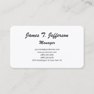 Moderne effen witte minimalistische script handsch visitekaartje
