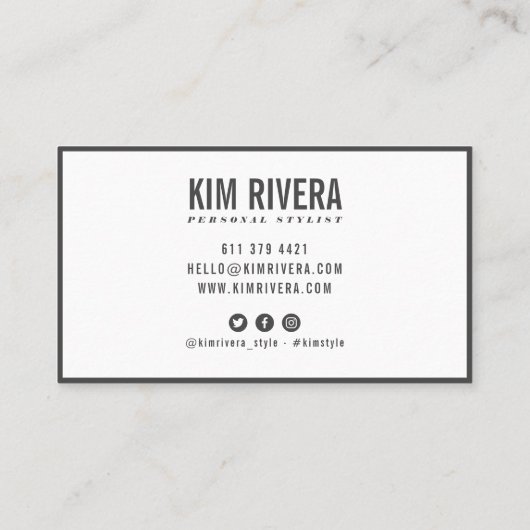 Moderne effen witte stylist minimalistische profes visitekaartje (Achterkant)