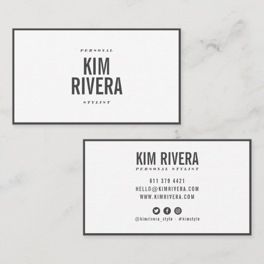 Moderne effen witte stylist minimalistische profes visitekaartje (Voorkant / Achterkant)