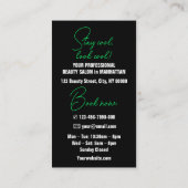 Moderne effen zwarte groene tekst met Logo of foto Visitekaartje (Achterkant)