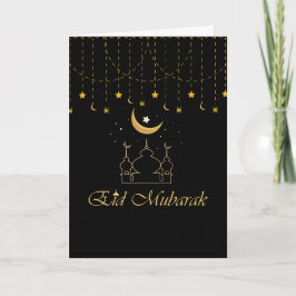 Moderne Eid Mubarak Black en Gold Eid Kaart