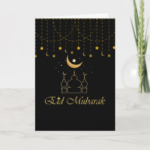 Moderne Eid Mubarak Black en Gold Eid Kaart