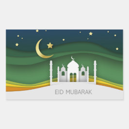 Moderne Eid Mubarak Papier Snijmoskee - Sticker