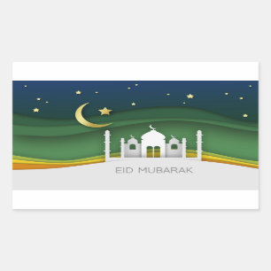 Moderne Eid Mubarak Papier Snijmoskee - Sticker