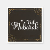 Moderne Eid Mubarak Zwart Gouden Eid servetten (Voorkant)