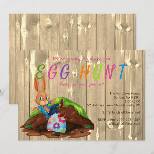 Moderne eierjacht Paashaas Konijn Custom Kaart (Voorkant / Achterkant)