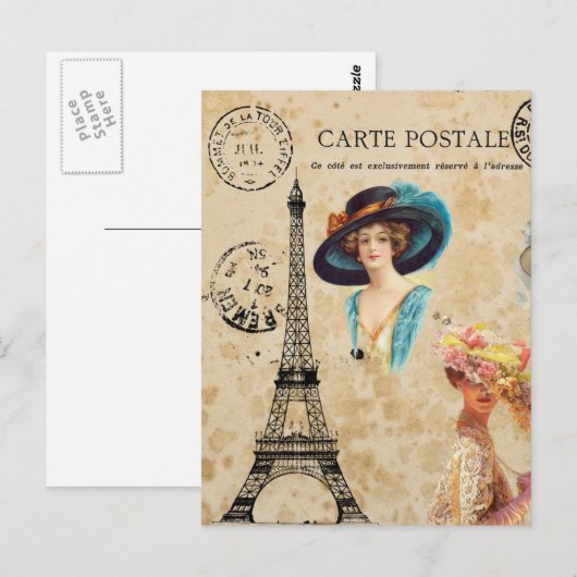 Moderne  Eiffeltoren, Briefkaart voor collage (Voorkant / Achterkant)