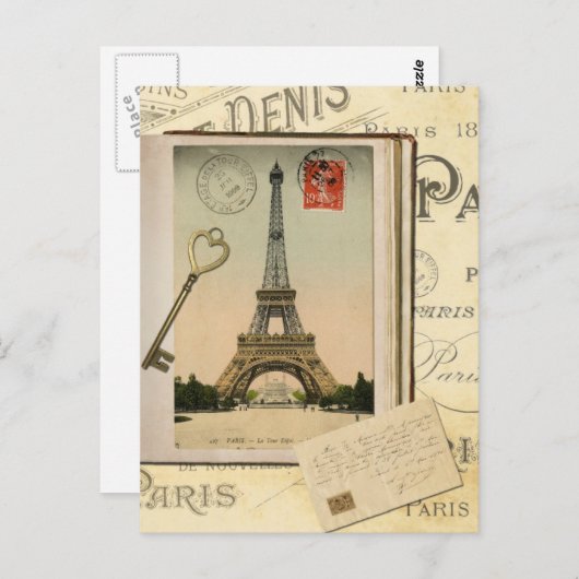 Moderne  Eiffeltoren, Briefkaart voor collage (Voorkant / Achterkant)